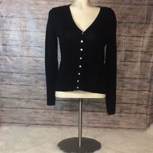 Jones Wear Black Long Sleeve Button Down Sweater